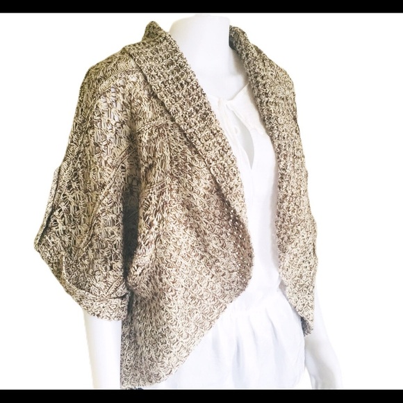 WAREHOUSE ONE Open Front Cardigan With Chunky Button Detail Taupe Beige Sz Large - Picture 3 of 12